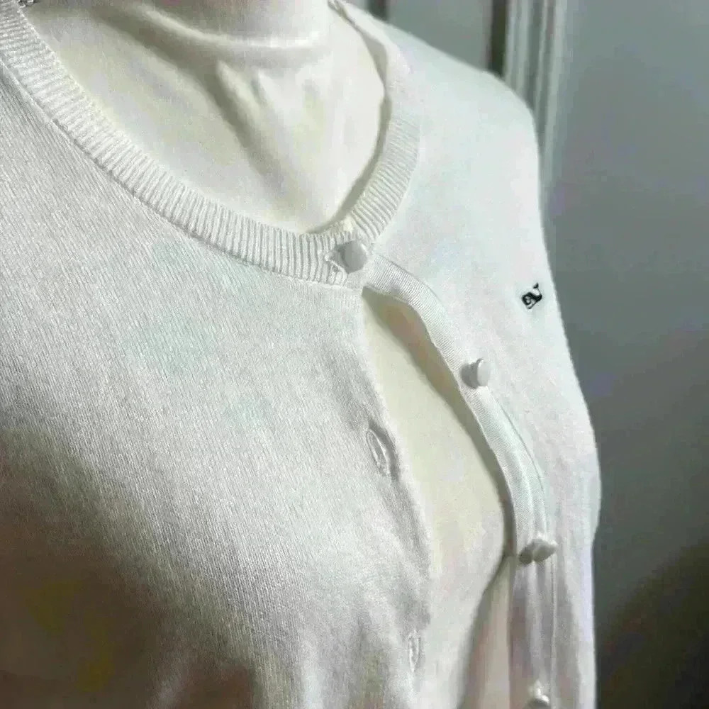 Vineyard Vines Button Down Front Crew Neck Cardigan 100% Cotton Women Size XS - Picture 3 of 10